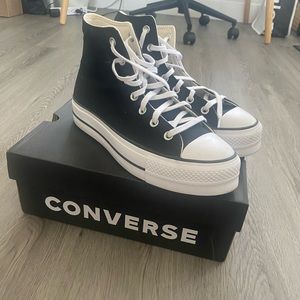 Black Converse Chuck Taylor All Star Hi Lift canvas platform sneakers